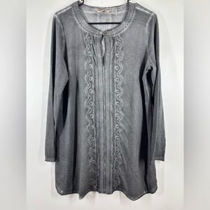 NWOT Women’s Soft Surroundings Whimsigoth Charcoal Gray Long Sleeve Tunic Medium